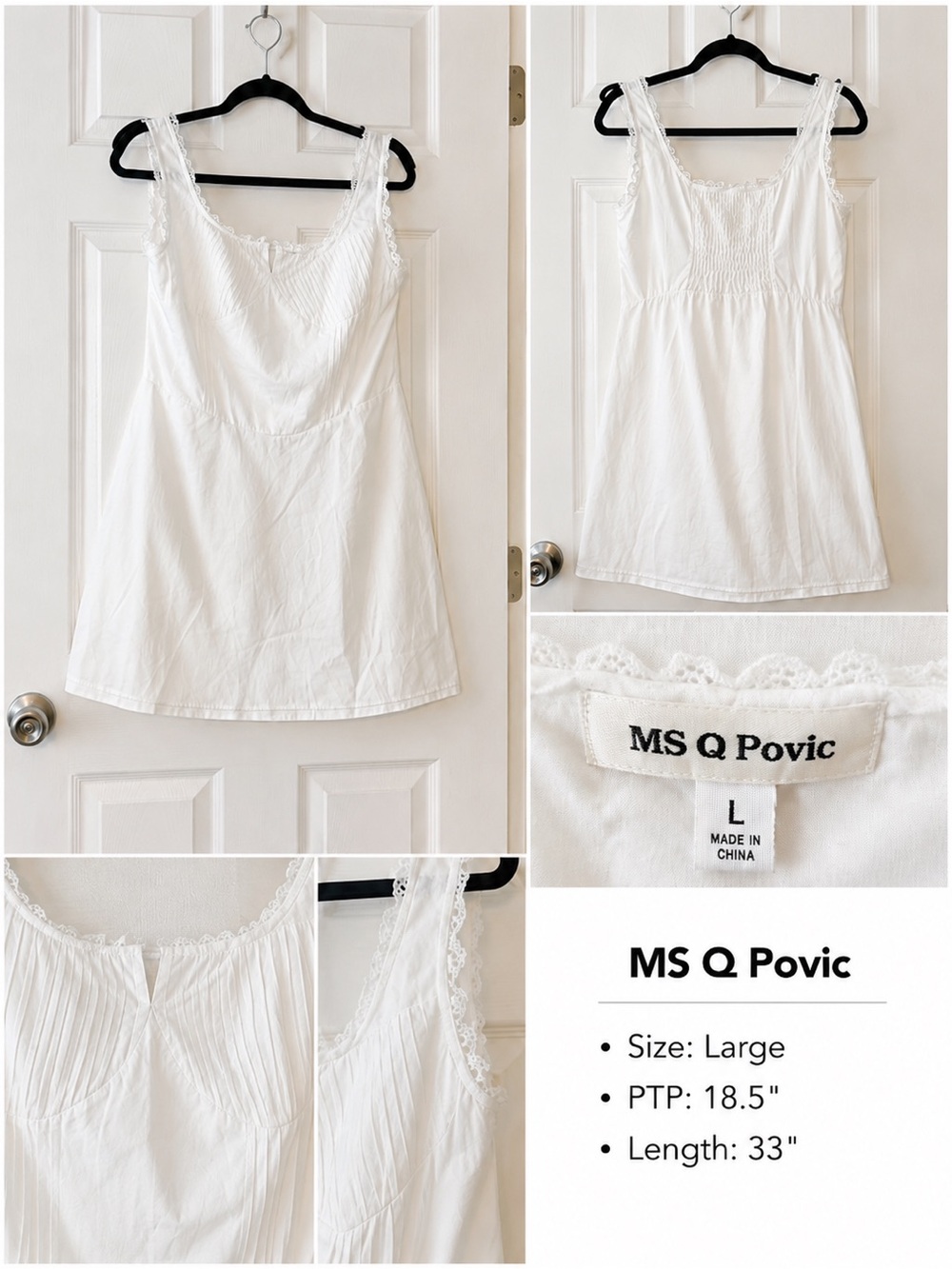 MS Q Povic White Sleeveless Mini Dress 🤍
Size Large